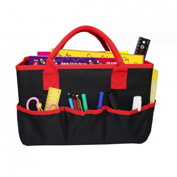 Teacher's Handbag. Portable Storage Organizer. Black/Red